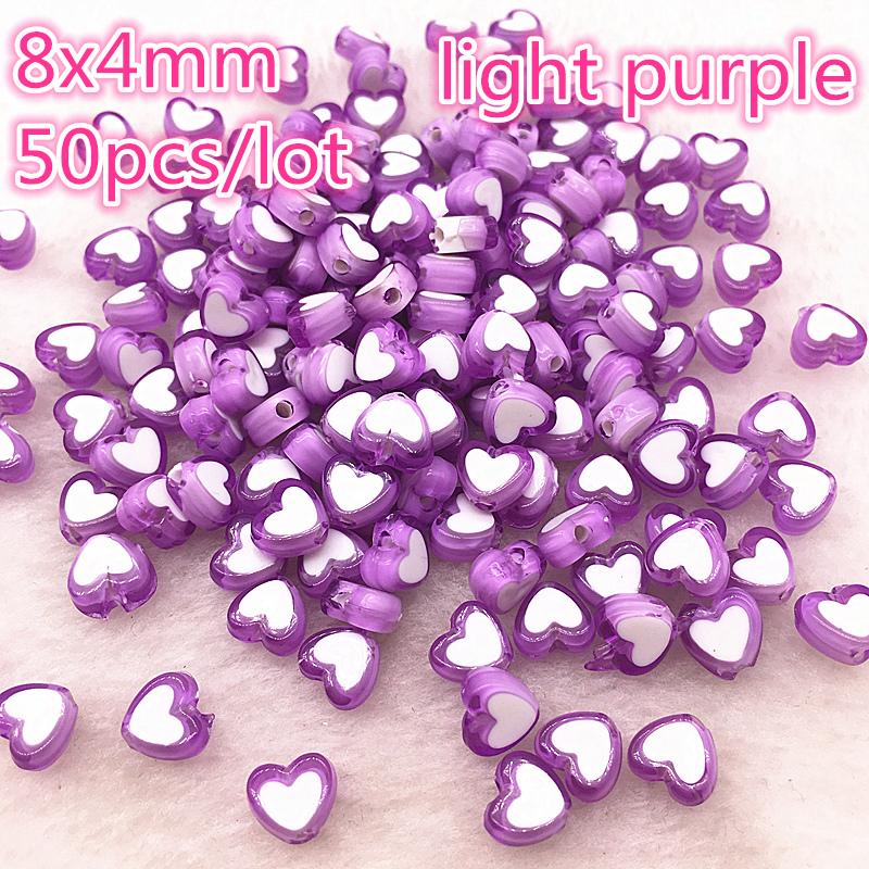 50pcs 8x4mm Love Acrylic Bead Loose Spacer Beads For Jewelry Making DIY Bracelet Accessories