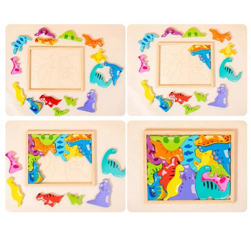 Heißes Neues 3D Puzzle Holzspielzeug Baby Lernen Pädagogisches Handgreifbrett Cartoon Tier Obst und Gemüse Puzzle Spielzeug Geschenke