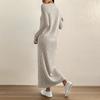Women's Long Sleeve Dress Fall Casual T Shirt Loose Fit Pleated Front Dresses With Pockets