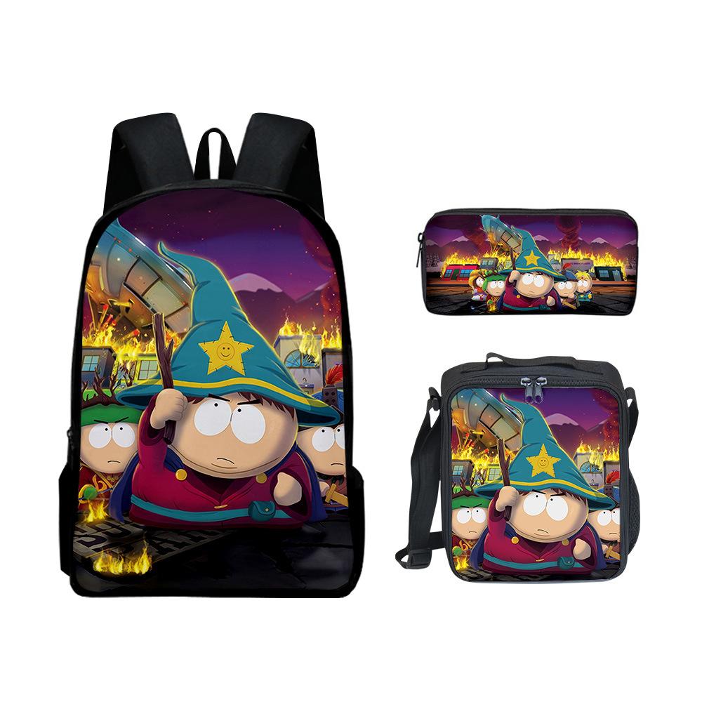 Trendy Popular Novelty SOUTH PARK 3D Printed 3pcs/Set Student School Bags Laptop Daypack Backpack Lunch bag Pencil Case