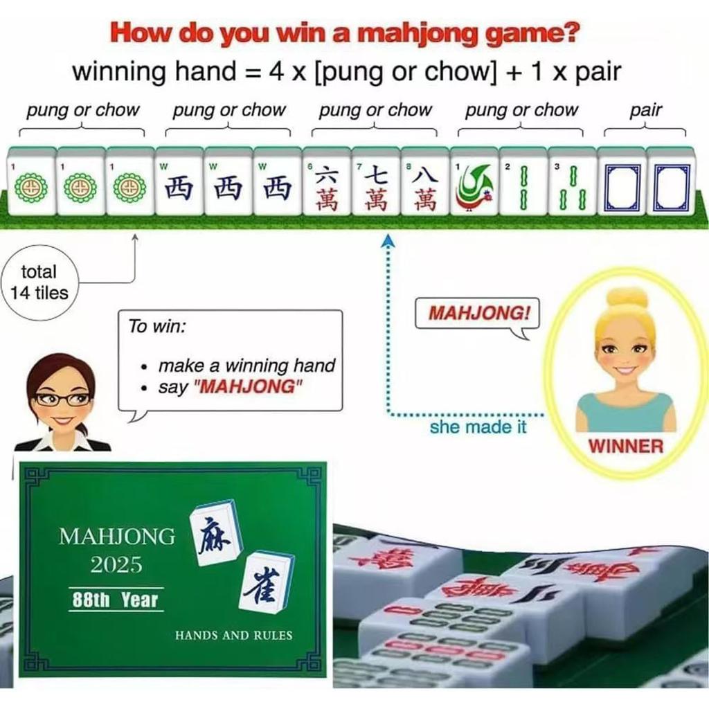 4Pcs Mah-Jong 2025 Cards Official Revision - Large Size