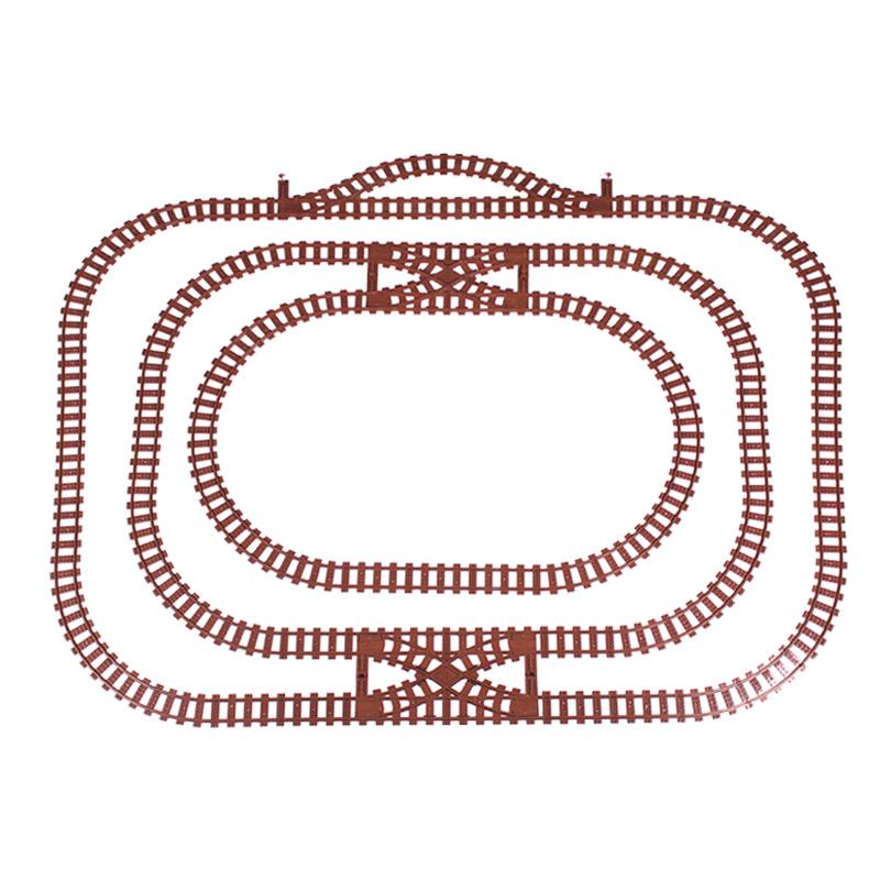 Trenler Raylı Yol Aksesuarları Şehir Virajlı Düz Makaslı Raylı Yol Geçitleri kahverengi Yapı Taşı Oyuncakları çocuklar için hediye