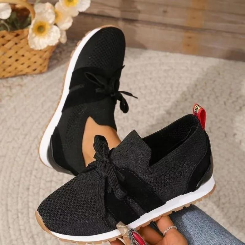 Women Casual    Knit Breathable Sneakers Shoes Soft Sole Platform Flats Woman Plus Size 43 Non Slip  Shoes