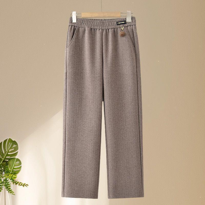 Mom's Spring Casual Elastic Waist Loose Straight-Leg Pants for Middle-Aged and Elderly Women