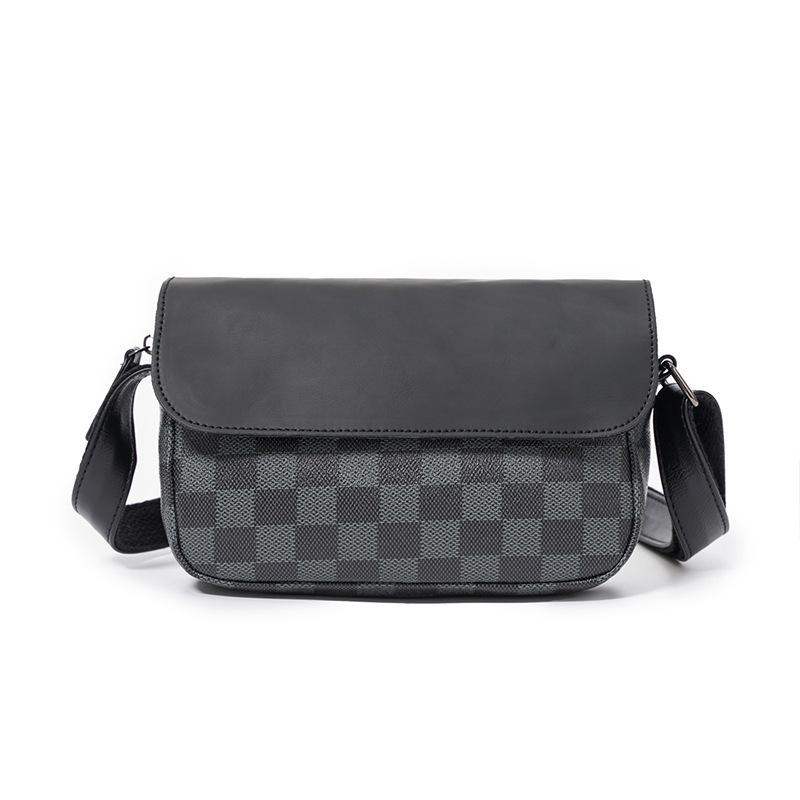 Japanese Style Small Square Bag, New Version Of Men'S Small Satchel, Street Trend Casual Men'S Plaid Shoulder Bag Men'S Bag