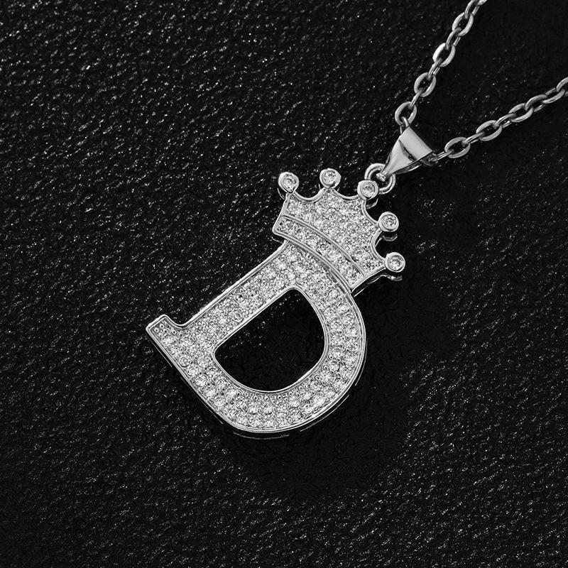 Fashion Luxury A-Z Crown Alphabet Pendant Chain Necklace Punk Style Lucky Initial Name  Best Party Wedding Birthday Gift