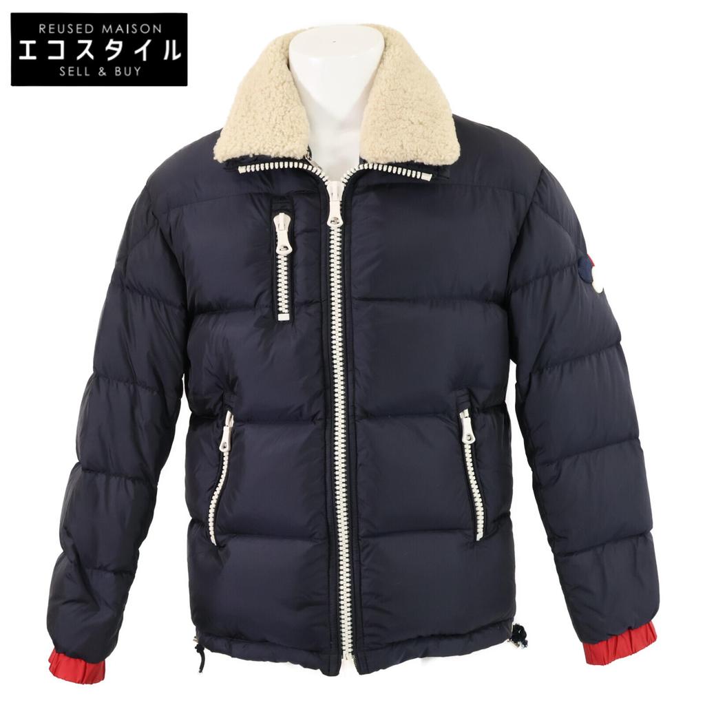 MONCLER PESSAC Pessac down jacket with boa collar Jacket 1 NavyUsed