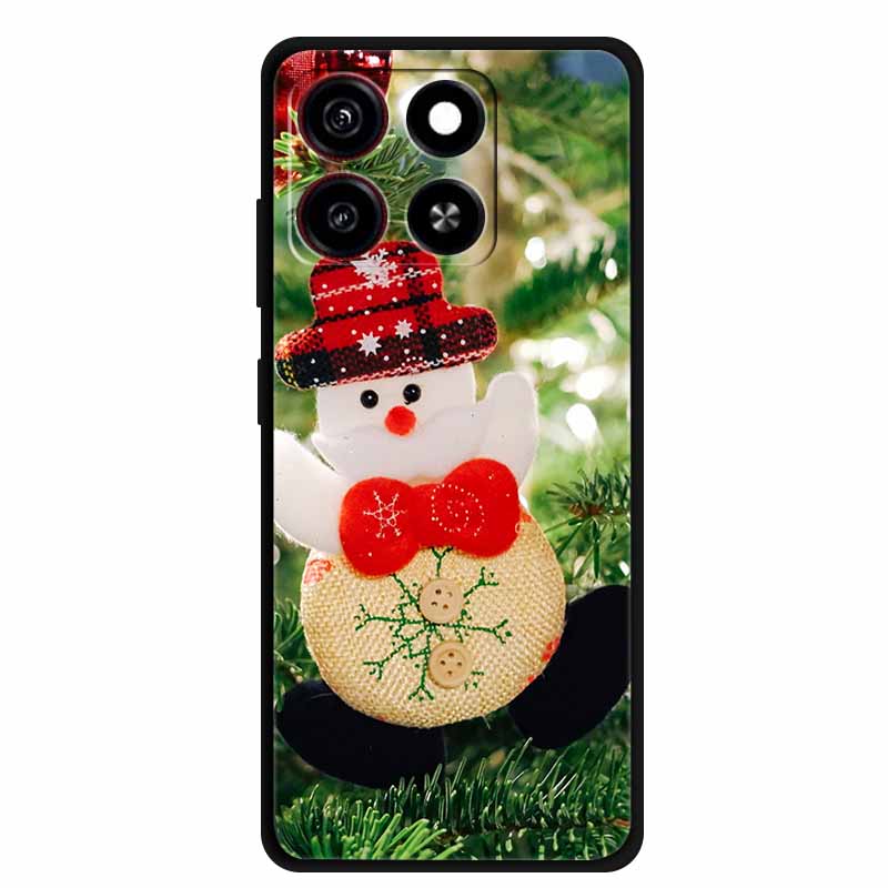 Christmas Cover For ZTE Blade A35 A55 Case Black Silicone Cases for ZTE Blade A55 Cartoon Santa Claus Christmas Tree Back Cover