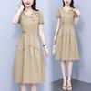 Summer French Elegant Temperament Fashion Casual Dress Age Reducing High Waist Slimming Mid Length Dress for Ladies