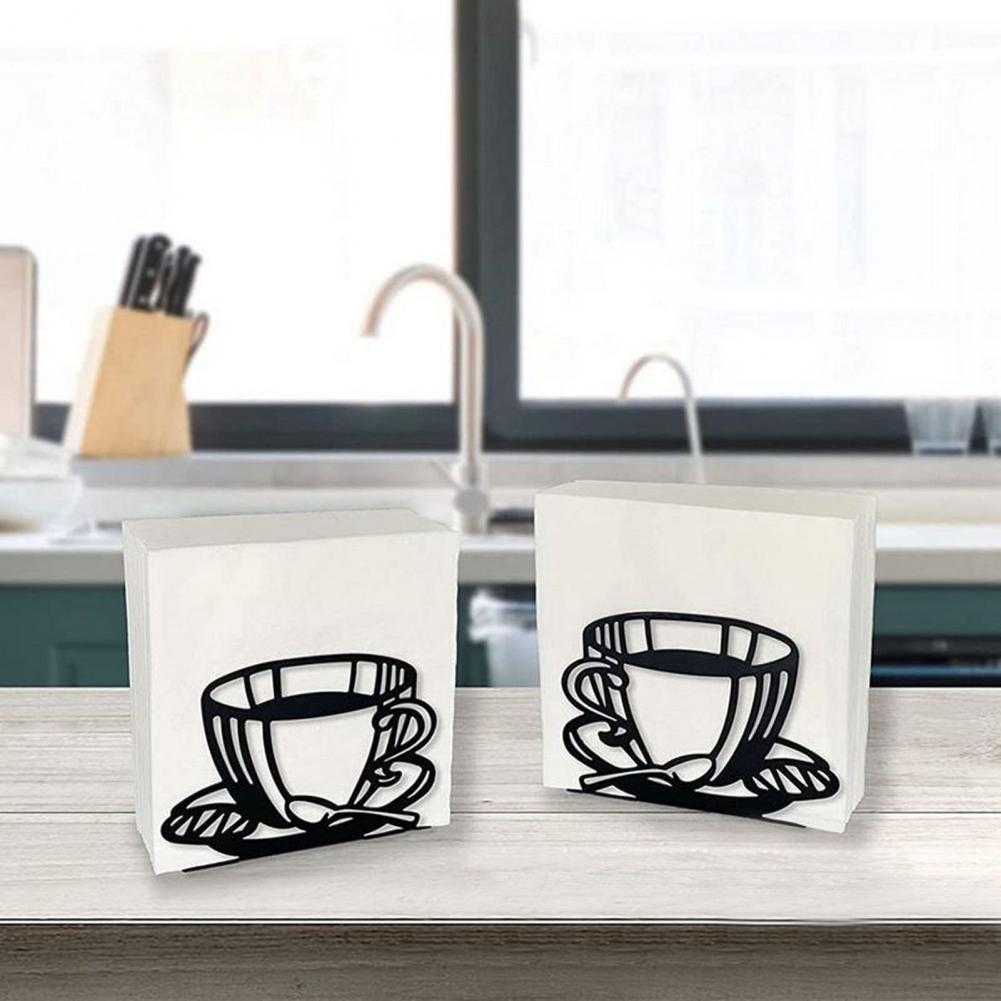 Tissue Holder Coffee Cup Shape Stainless Steel Tissue Dispenser Kitchen Restaurant Table Napkin Holder Household Supplies