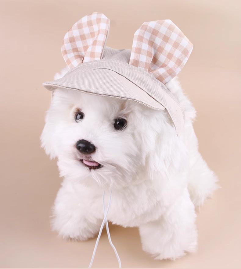 Rainbow Dog Princess Hat Visor Hat Prevent Suffocation Pet Dog Porous Sun Hat Cap With Ear Holes for Small Dogs Cats