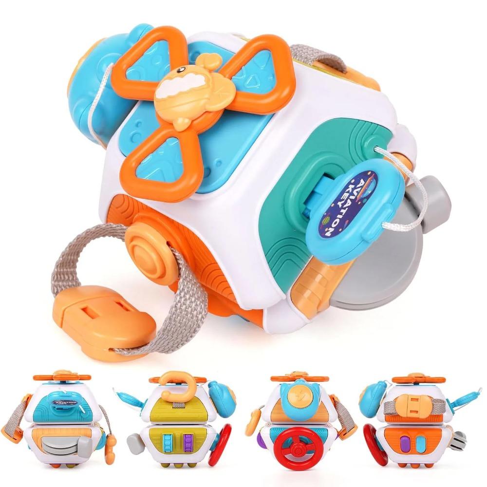 Baby Busy Board Cube Montessori senzorické hračky pro batolata Vzdělávací vzdělávací aktivity Cestování Hračka Lock Box Jemná motorika