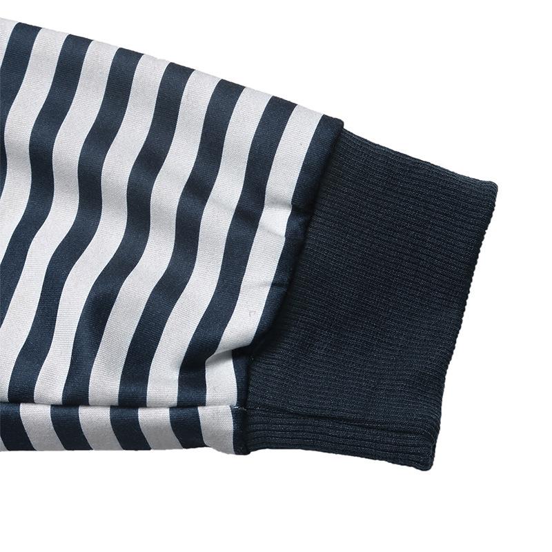 European American Retro Style Bow-Decorated One-Shoulder Striped Women's Hoodie