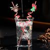 2 Stück Wiederverwendbare Plastikstrohhalme Cartoon Weihnachten Trinkhalme Weihnachtsmann Weihnachtsbaum Strohhalm Feiertag Neujahr Party Dekoration