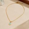Gold Plated Stainless Steel Evil Eye Pendant Necklace for Women, Enamel Nazar Amulet On Snake Chain