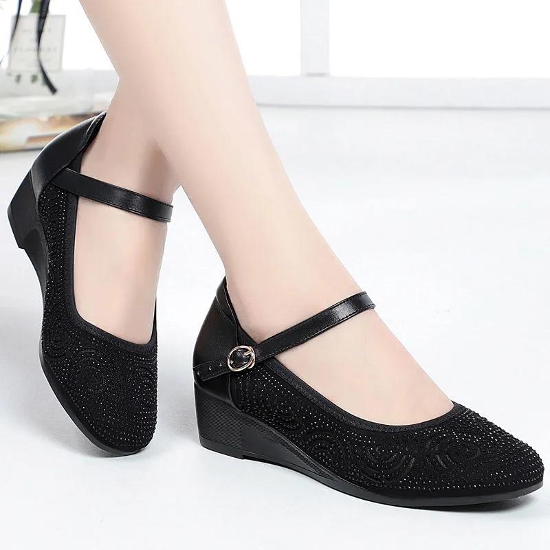 

Cresfimix femmes hauts talons women fashion grey buckle strap anti skid wedge heel shoes lady casual black office shoes ba337 35