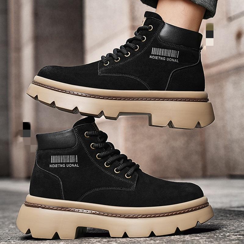 Autumn and Winter New Men's Martin Boots Thick-soled Heightening Outdoor Sports Tooling Shoes Retro High-top Lace-up Trendy Boots