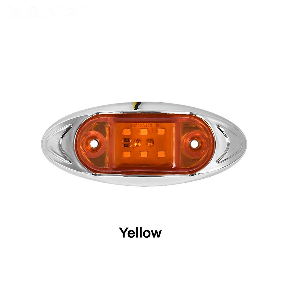 6-LED Truck Trailer Side Marker Light Clearance Turn Signal Warning Light Chrome Plated Waterproof Housing Lamp for Vehicles