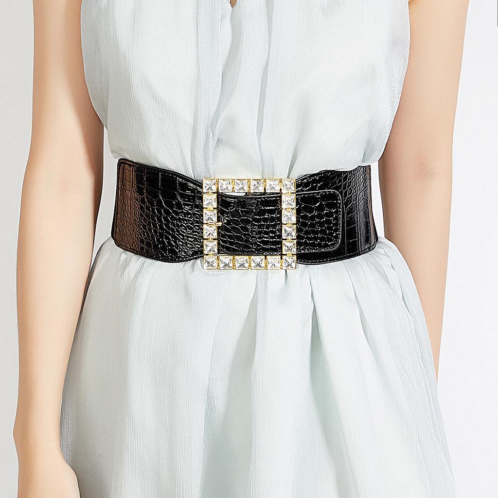 Wind Ladies Wide Belt Retro Elastic Elastic Waist Seal Dress Waist Decoration