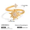 Youthway Fashion White Zirconia Sun Open Ring Stainless Steel 18k Gold Color - Plated Women's Ring Suitable for Everyday Wear