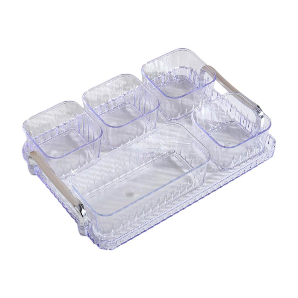Acrylic Appetizer Tray Divided Serving Platter 5 Removable Snacks Bowls Snack