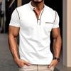 Pánské letní topy Stojáček Knoflíky Poloviční léga Tričko Krátký rukáv Ležérní Pulovr Topy Denní nošení