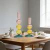 Creative European Style Colored Glass Candle Holder Taper Candlesticks Home Decoration Modern Nordic Living Room Decor