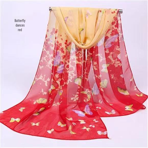 Spring & Summer Silk Chiffon Scarf for Women – Versatile, Fashionable, Sun-Protective, Printed Headscarf