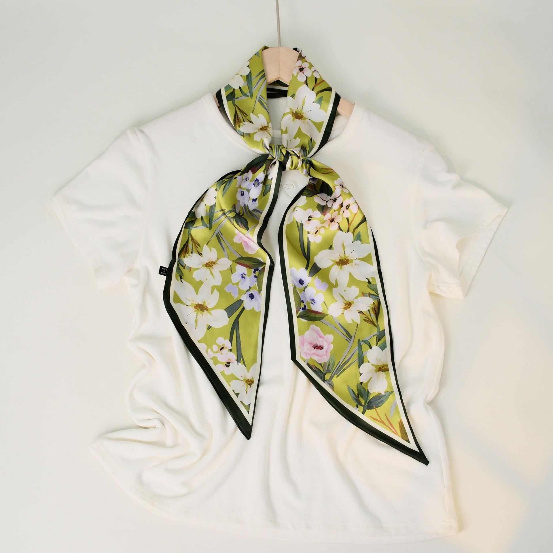 

Silk Scarf, Cross-border Imitation Silk Cashew Polka Dot Long Strip, High-end Flowing Ribbon Scarf, Women s Belt. One Size зелений