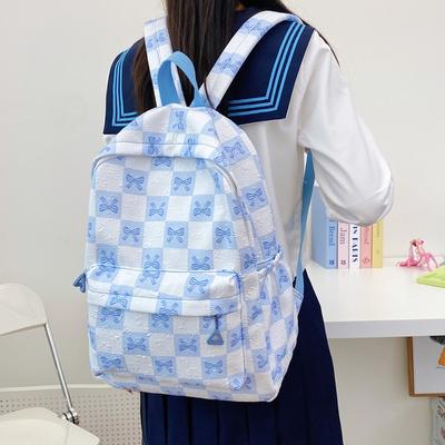 Cute Bow Backpack for Girls, A Versatile and Lightweight Checkered Backpack for High School Students