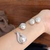 Xiaohongshu popular micro-inlaid zircon necklace irregular ring simple versatile pearl earring set