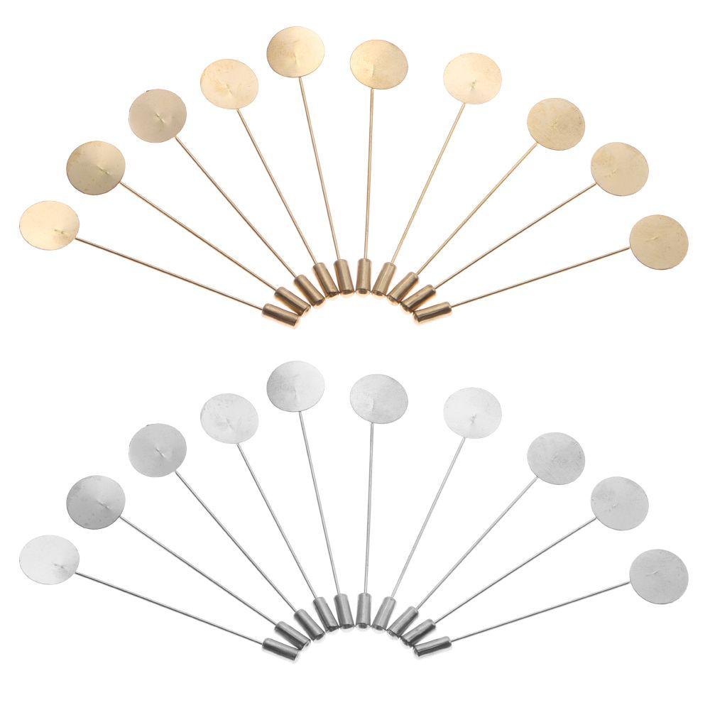 10Pcs Gold Silver Plated Simulated Pearl Alloy Copper Long Brooch Pin Lapel Dress DIY Craft Jewelry Making Brooches Accessories
