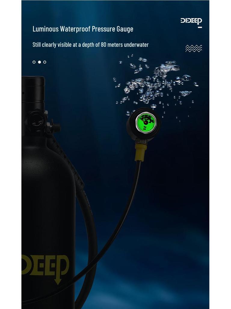 DIDEEP X5000Pro 2L Scuba Diving Equipment with Oxygen Tank & Residual Pressure Gauge