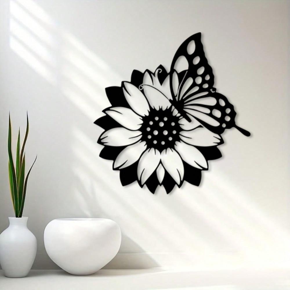 Metal Wall Art Sunflower Sculpture Vintage Rustic Courtyarden Barn Decor Weather Resistant Iron