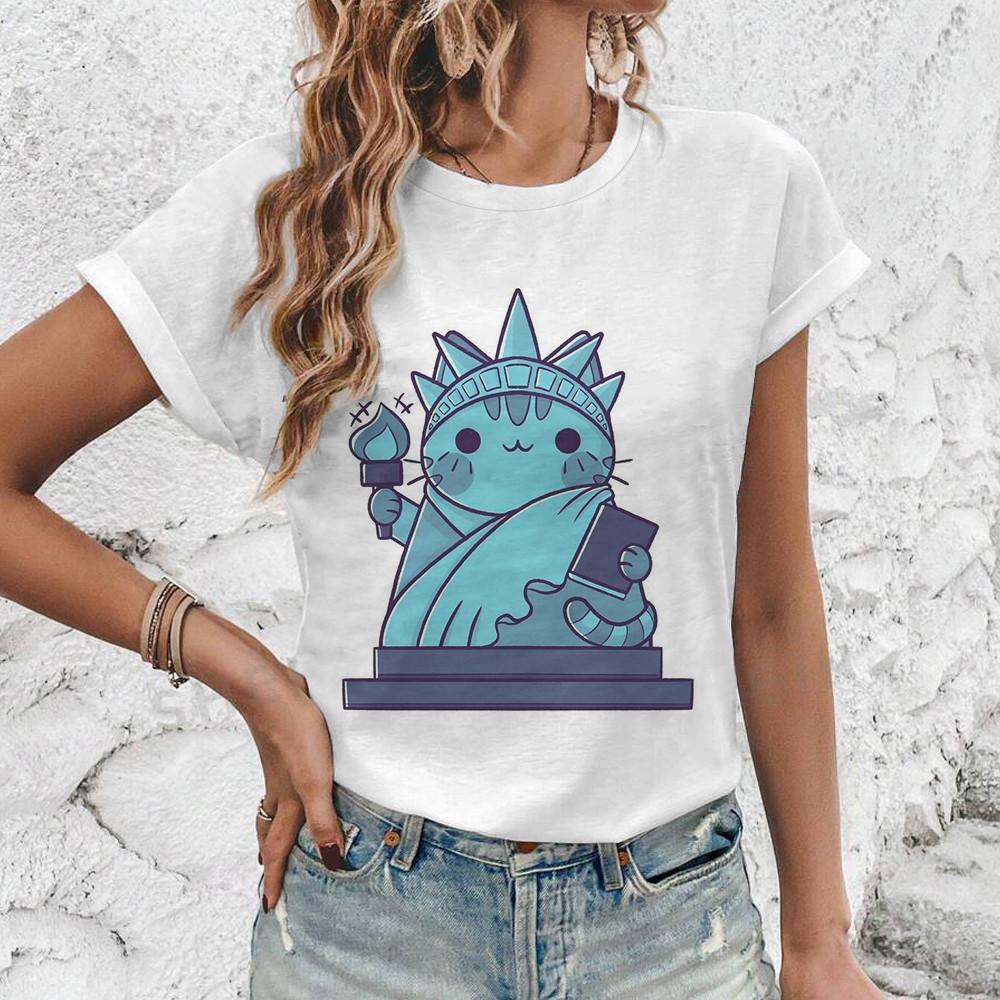 Sweet And Cute Animal Printed Short Sleeved Top Trendy And Energetic Street T-shirt New Product, Simple Daily Women's Clothing