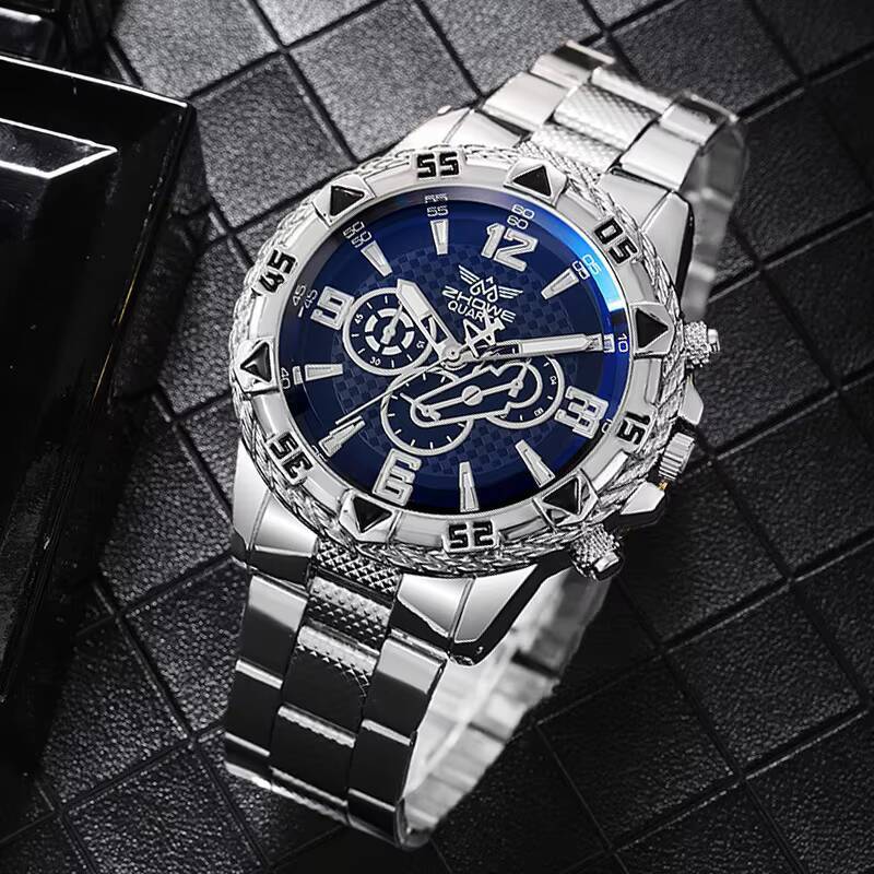 Mode Großes Zifferblatt Herrenuhr Stahlband Herren Business Quarz Armbanduhren Reloj Hombre