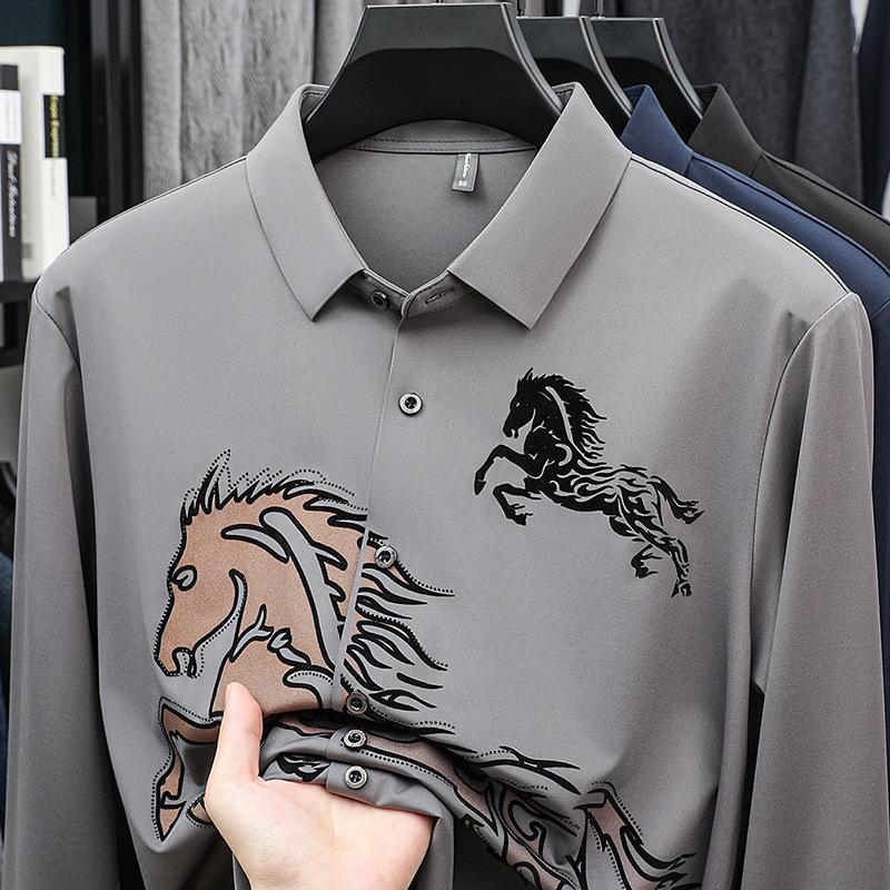 Men s Long Sleeve Shirt Fashion Autumn Casual Shirt Casual Printed Versatile M