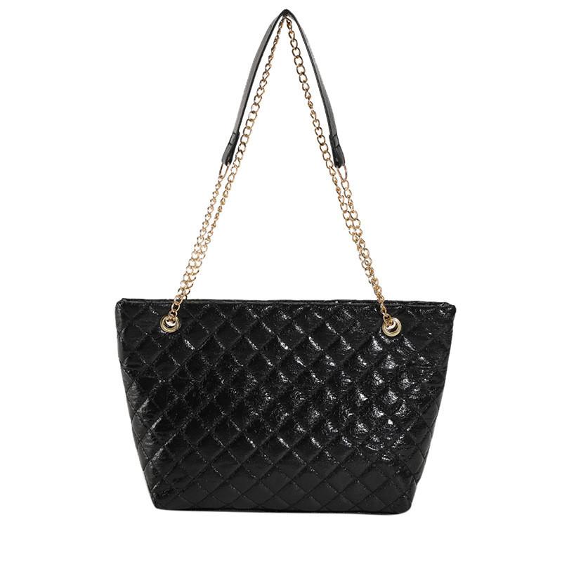 Borsa Tote Elegante a Colore Solido di Grande Capacità con Raffinato Design Trapuntato per l'Uso Quotidiano