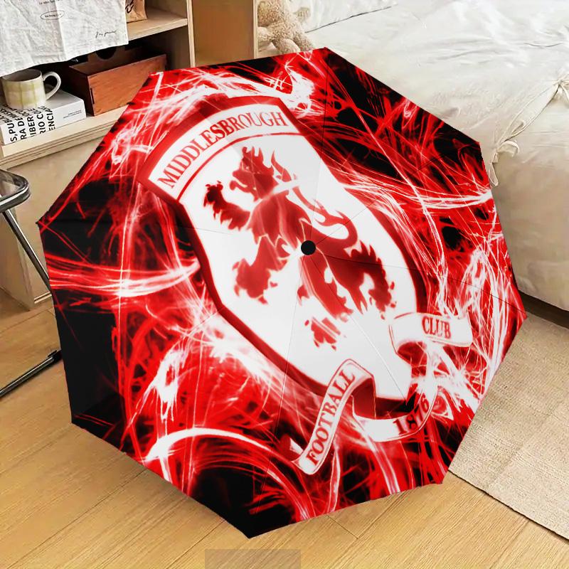Football Club Middlesbrough Automatic Folding Umbrella - 8-Rib Travel Umbrella with Auto Open/Close & Portable Gifts for Holidays or Birthdays