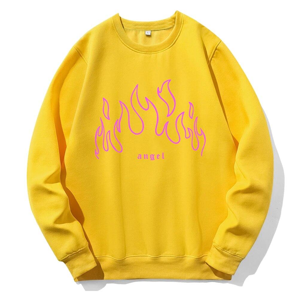 

Ангел Фиолетовый Огненный Печати Унисекс Толстовка С Круглым Вырезом Свободные Повседневные Толстовки Повседневная Мода Флисовая Толстовка Базовая Универсальная Новая Толстовка S