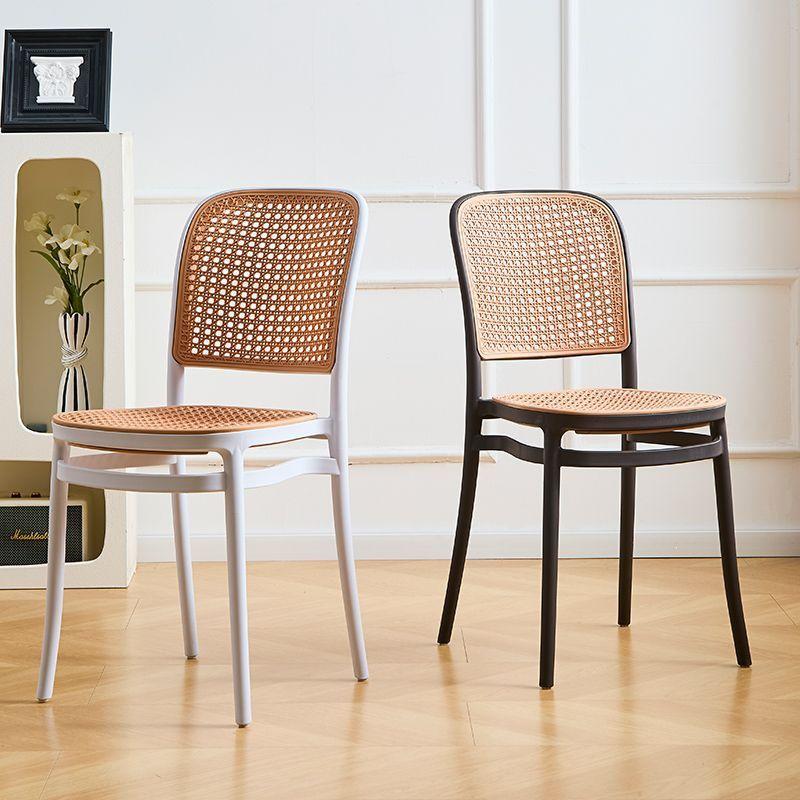 Stylish Rattan-Look Casual Dining Chair – Comfortable Patio or Plastic Chair with Woven Backrest