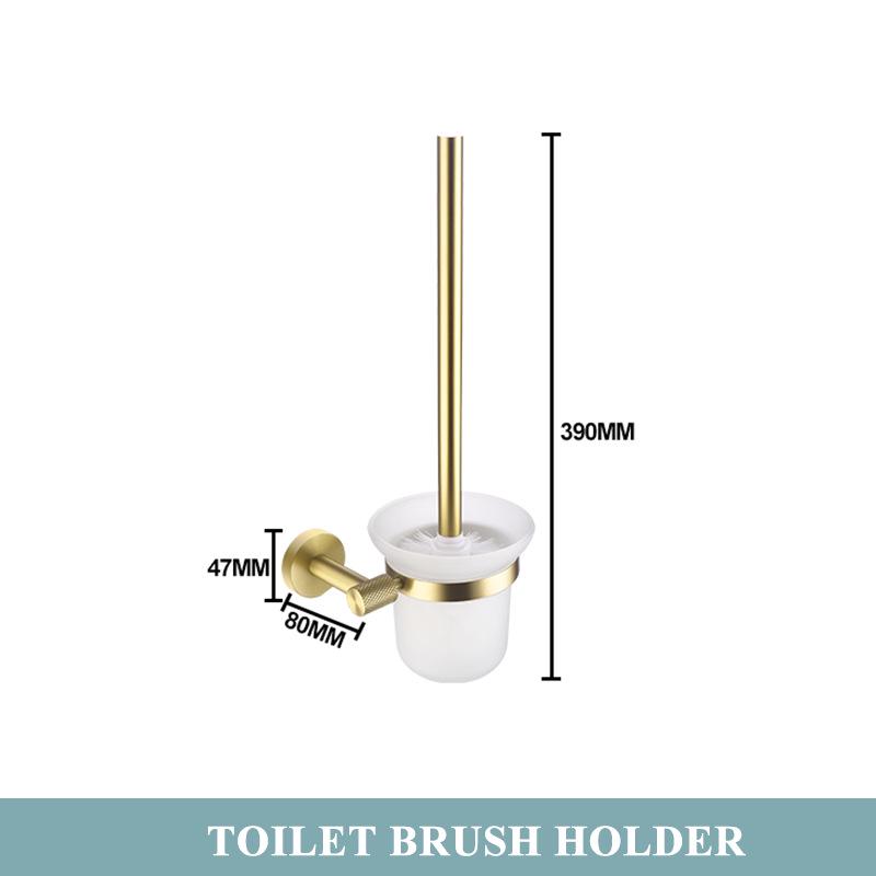 Brushed Gold 304 Stainless Steel Bathroom Set: Knurled Towel Rack, Towel Bar, Paper Holder, and Coat Hook