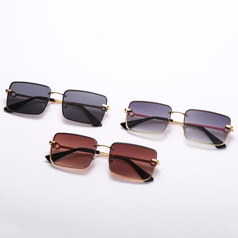 3Pcs Sets Frameless Small Rectangle Sunglasses Women Metal Frame Driving Sun Glasses Men Anti Uv Gradient Eyewear Uv400