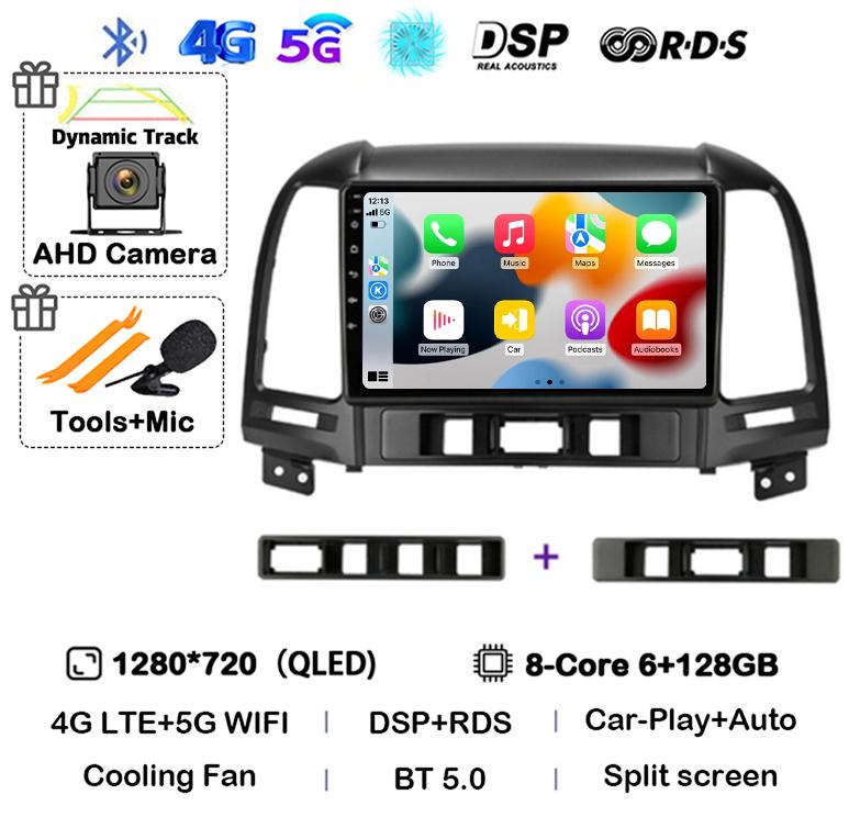 Android 14 Carplay Auto Car Radio For Hyundai Santa Fe 2 2006-2012 4G+WIFI Multimedia Player GPS 2Din Autoradio Stereo Head Unit