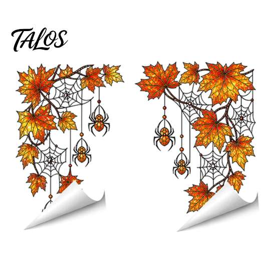 Decorative Glass Stickers for Halloween 2Pcs Stained Style Window Film, Hanging Vine Stickers, Christmas Easy Apply Film Static Clings Holiday