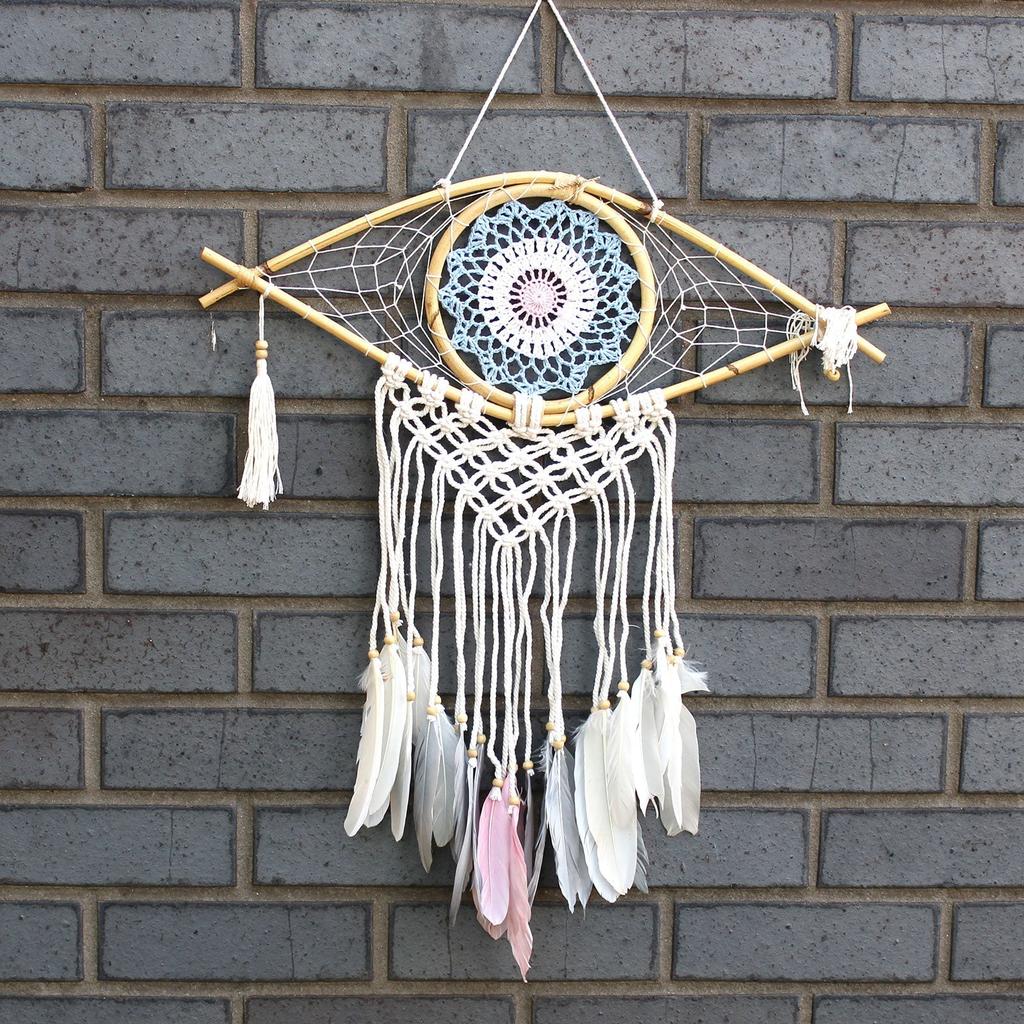 Dream Catcher Macrame Evil Eye Blue White Pink