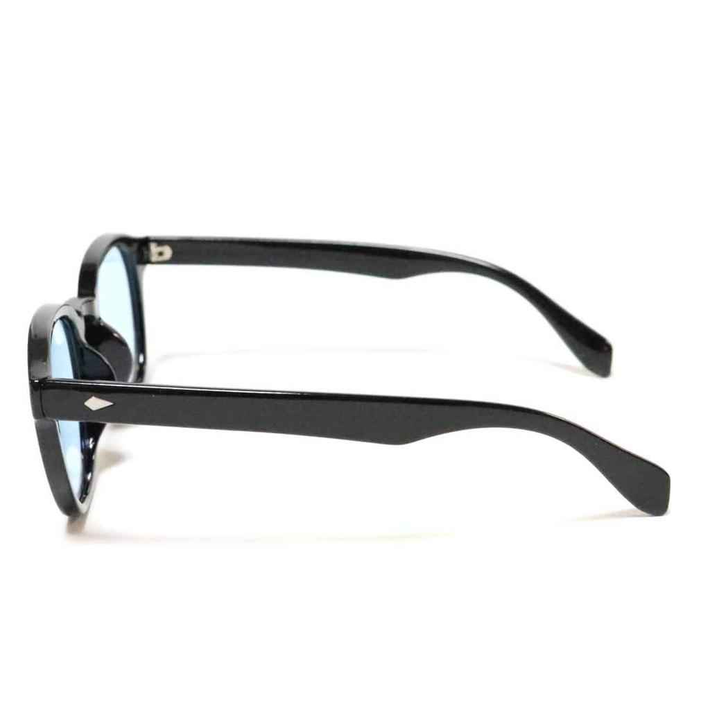 [FashionBerry] Black X Light Blue Sunglasses for Men and Women, Boston Style, Keyhole Bridge, 99% UV Protection, Lightweight, Classic Design, Colored