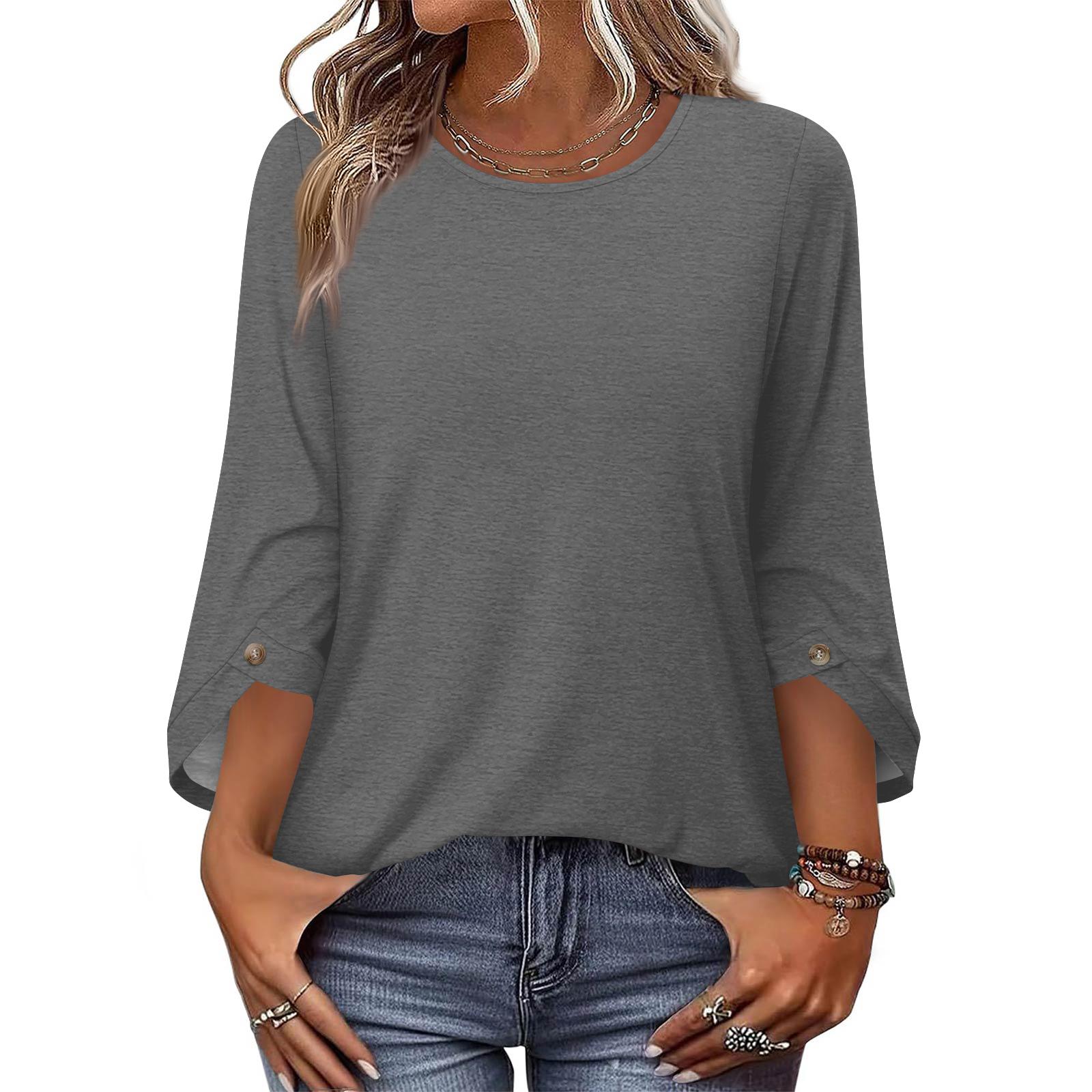 

Long Sleeve Shirts for Women Womens Long Sleeve Tops Long Sleeve T Shirt Women Long Sleeve Tops for Women Casual Loose Fit Basic Crewneck Pullover L