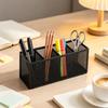 Vanity and Desk Organizers Pen Holders, Black Metal Mesh Desktop Caddy for Brushes, Pen, Scissors, and Supplies