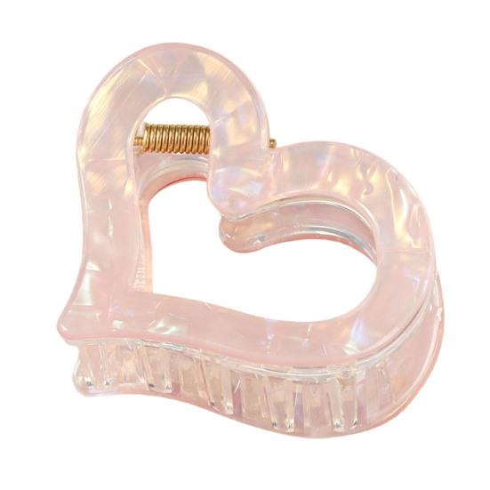 

Hair Claw Anti-slip Teeth Hollow Heart Design Hair Clip Medium Size Back Head Shark Hair Claw Strong Grip Hair Accessory розовый